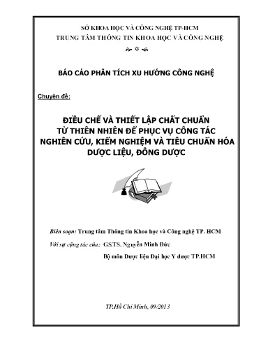 Chuyên đề Điều chế và thiết lập chất chuẩn từ thiên nhiên để phục vụ công tác nghiên cứu, kiểm nghiệm và tiêu chuẩn hóa dược liệu, đông dược