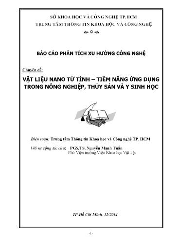 Chuyên đề Vật liệu nano từ tính - tiềm năng ứng dụng trong nông nghiệp, thủy sản và y sinh học