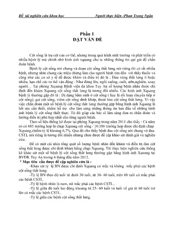 Đề tài Nghiên cứu thống kê khảo sát một số bệnh lý cột sống thắt lưng thường gặp bằng hình ảnh X-quang tại BVĐK Tuy An