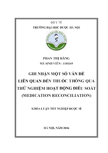 Luận án Ghi nhận một số vấn đề liên quan đến thuốc thông qua thử nghiệm hoạt động điều soát