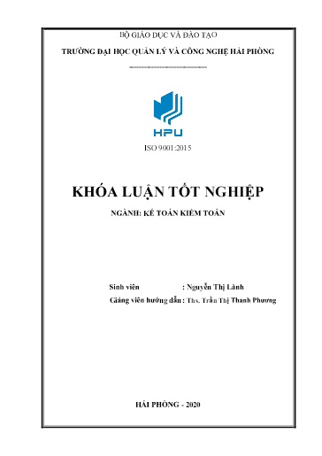 Luận án Hoàn thiện công tác kế toán thanh toán với người mua người bán tại công ty TNHH Hải Hào