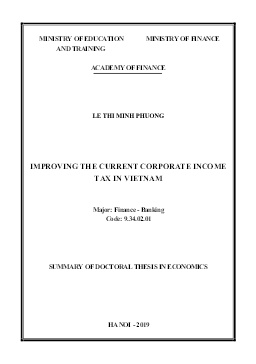 Tóm tắt Luận án Improving the current corporate income tax in Vietnam