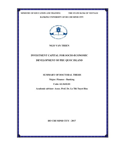 Tóm tắt Luận án Investment capital for socio-economic development of Phu Quoc island