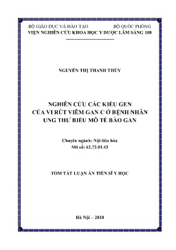 Tóm tắt Luận án Nghiên cứu các kiểu gen của vi rút viêm gan C ở bệnh nhân ung thư biểu mô tế bào gan