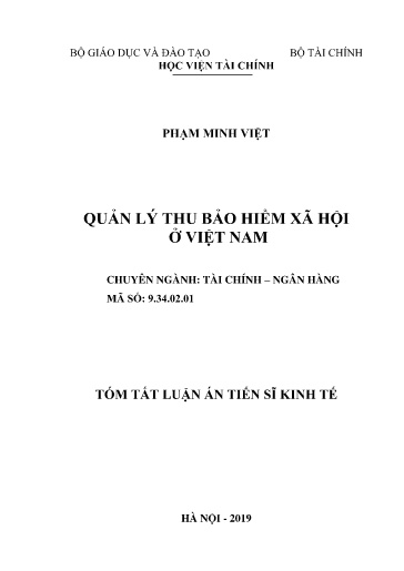 Tóm tắt Luận án Quản lý thu bảo hiểm xã hội ở Việt Nam