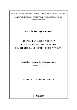 Tóm tắt Luận án Research value of presepsin in diagnos is and prognos is of severe sepsis and septic shock patients