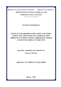 Tóm tắt Luận án Study on the hemodynamic effect of intraaortic balloon pump counterpulsation therapy in patients with cardiogenic shock after myocardial infarction