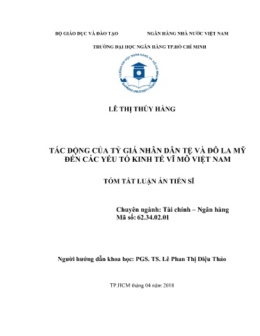 Tóm tắt Luận án Tác động của tỷ giá nhân dân tệ và đô la Mỹ đến các yếu tố kinh tế vĩ mô Việt Nam
