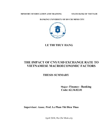 Tóm tắt Luận án The impact of cny/usd exchange rate to Vietnamese macroeconomic factors
